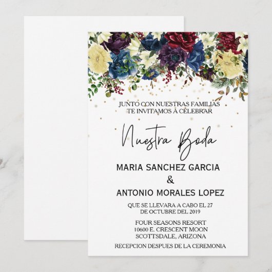 Spaanse kerstwinter Nuestra Boda Kaart (Voorkant / Achterkant)