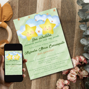 Spaanse Kleine Sterren Groene Tweeling Babyborrel Kaart