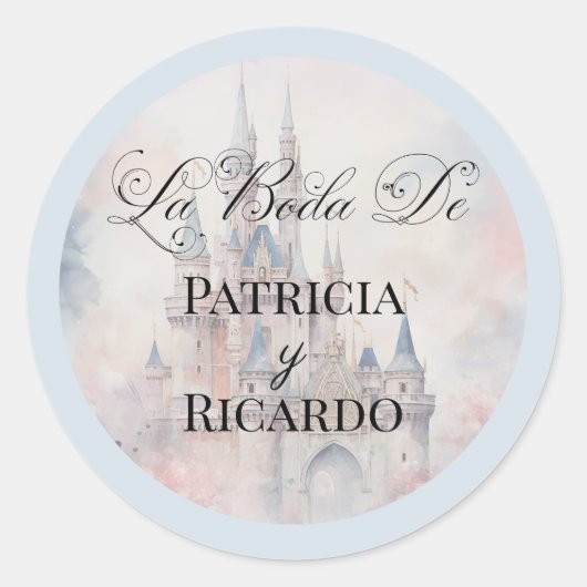 Spaanse La Boda De Fairy Tale trouwstickers Ronde Sticker (Voorkant)