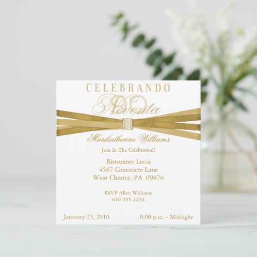 Spaanse legant 90e verjaardag Uitnodigingen (Staand voorkant)