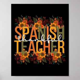 Spaanse leraar Dankdag Spaans onderwijs Poster