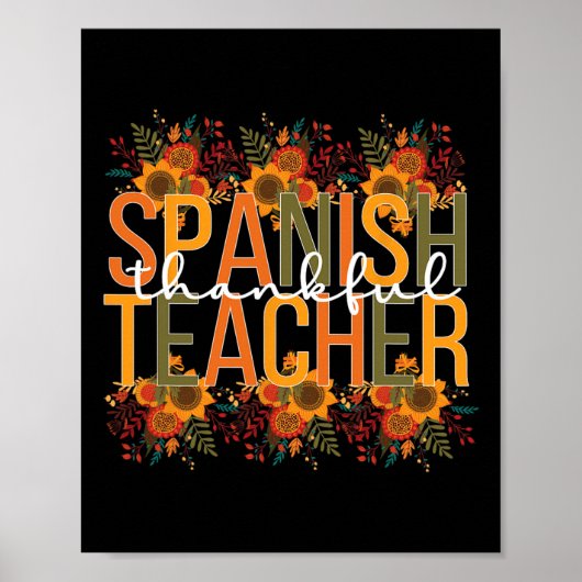Spaanse leraar Dankdag Spaans onderwijs Poster (Voorkant)