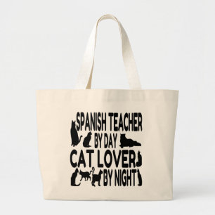 Spaanse leraar houdt van katten grote tote bag