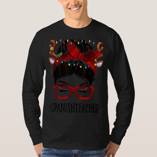 Spaanse leraar met kerstmis Bun Buf T-shirt (Voorkant)