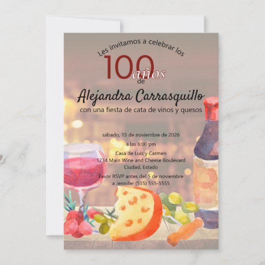 Spaanse Leuke Wijn & Kaas Proeverij 100ste Verjaar Kaart (Voorkant)