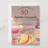 Spaanse Leuke Wijn & Kaas Proeverij 50ste Verjaard Kaart (Voorkant)