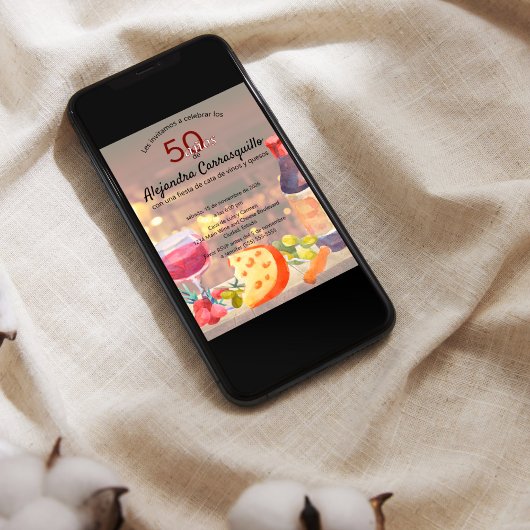 Spaanse Leuke Wijn & Kaas Proeverij 50ste Verjaard Kaart