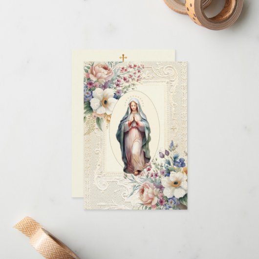 Spaanse maagd Maria begrafenis gedenkteken Notitiekaartje (Voorkant / Achterkant in situ)