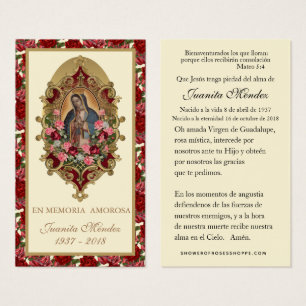 Spaanse Maagd Maria Rozen Religieuze Gebedskaart Visitekaartje
