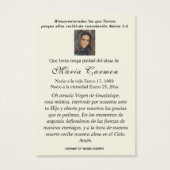 Spaanse Maagd Mary Funeral Memorial Prayer Kaart (Achterkant)