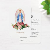 Spaanse maagd Mary Prayer Memorare Heilige Kaart (Bureau)