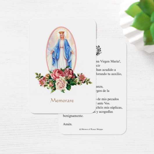 Spaanse maagd Mary Prayer Memorare Heilige Kaart (Bureau)