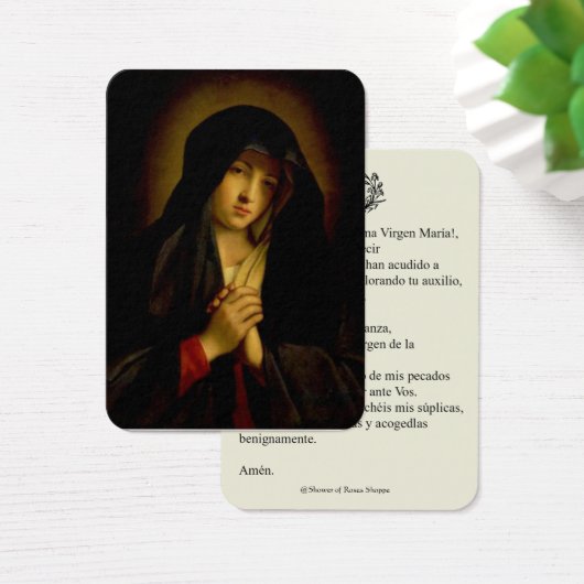 Spaanse maagd Mary Prayer Memorare Heilige Kaart (Bureau)