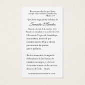 Spaanse Maagd Mary Rozen Funeral Prayer Kaart (Achterkant)