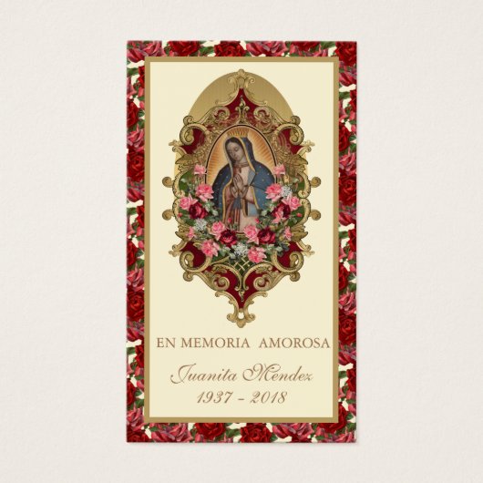Spaanse Maagd Mary Rozen Religieuze gebedskaart Visitekaartje (Voorkant)