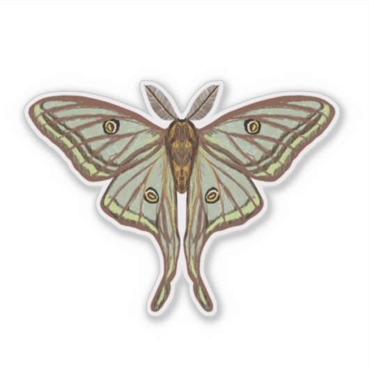 Spaanse maan Moth, Luna Moth Sticker (Voorkant)