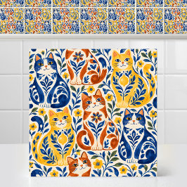 Spaanse Majolica-folkart Stout Kat Aardewerk Patro Tegeltje