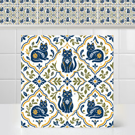 Spaanse Majolica Minimalistische Volkskunst Kat Pa Tegeltje