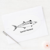 Spaanse makreel - lijn Art Ovale Sticker (Envelop)