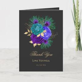 Spaanse Mardi Gras Watercolor Bloem Quinceañera Bedankkaart