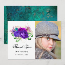 Spaanse Mardi Gras Watercolor Bloem Quinceañera T Bedankkaart