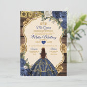 Spaanse marine bloemenhout prinses Quiñceanera Kaart (Staand voorkant)