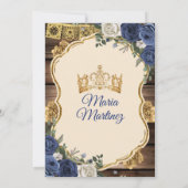 Spaanse marine bloemenhout prinses Quiñceanera Kaart (Achterkant)