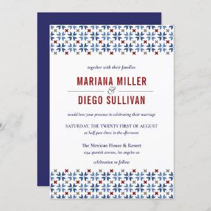 Spaanse marine en Rode Tegel mediterrane bruiloft Kaart