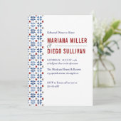 Spaanse marine en Rode Tegel mediterrane bruiloft Kaart (Staand voorkant)