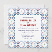 Spaanse marine en Rode Tegel Mexicaanse bruiloft Kaart (Voorkant)