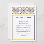 Spaanse marine gele tegel handtekeningcocktail kaart (Voorkant)