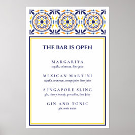 Spaanse marine gele tegel handtekeningcocktail V1 Poster