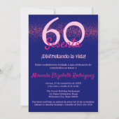 Spaanse marine hete roze glitter vrouwen 60e verja kaart (Voorkant)