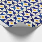 Spaanse marineblauw, geel, wit cadeaupapier (Hoek)