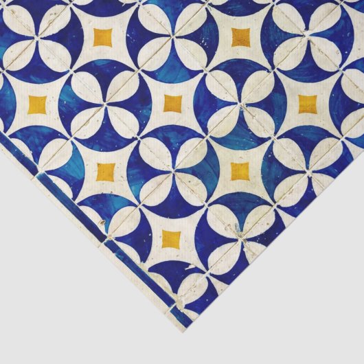 Spaanse marineblauw, geel, wit tissuepapier (Detail)