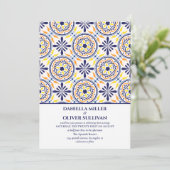 Spaanse marinegeel Tegel mediterrane bruiloft Kaart (Staand voorkant)