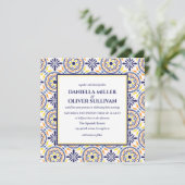 Spaanse marinegeel Tegel mediterrane bruiloft Kaart (Staand voorkant)