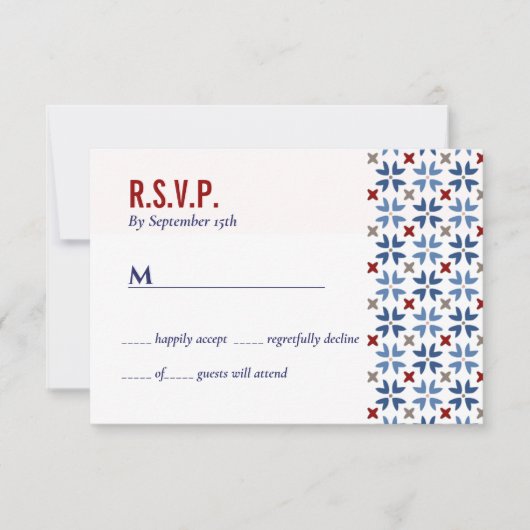 Spaanse marinerode Tegel Mexicaanse bruiloft Kaart (Voorkant)