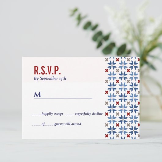 Spaanse marinerode Tegel Mexicaanse bruiloft Kaart (Staand voorkant)