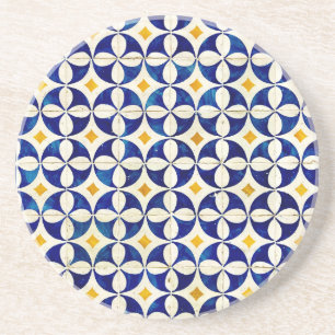 Spaanse Marokkaanse Tegel Navy Blue Yellow White Zandsteen Onderzetter