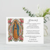 Spaanse Mary Guadalupe Hartelijk dank Bedankkaart (Staand voorkant)