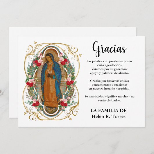 Spaanse Mary Guadalupe Hartelijk dank Bedankkaart (Voorkant / Achterkant)