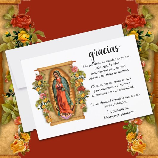 Spaanse Mary Guadalupe Hartelijk dank Bedankkaart