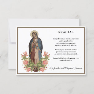 Spaanse Mary Guadalupe Hartelijk dank Bedankkaart