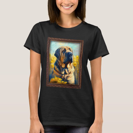 Spaanse Mastiff Schilderij Zonnebloem Bloem Moeder T-shirt (Voorkant)