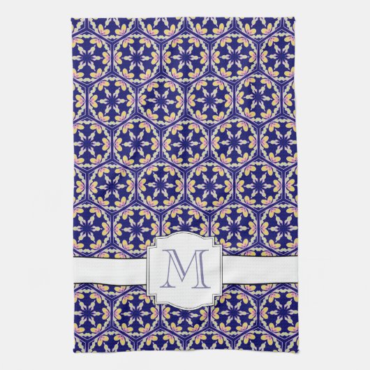 Spaanse mediterrane stijl | Gezinsmonogram Theedoek (Verticaal)