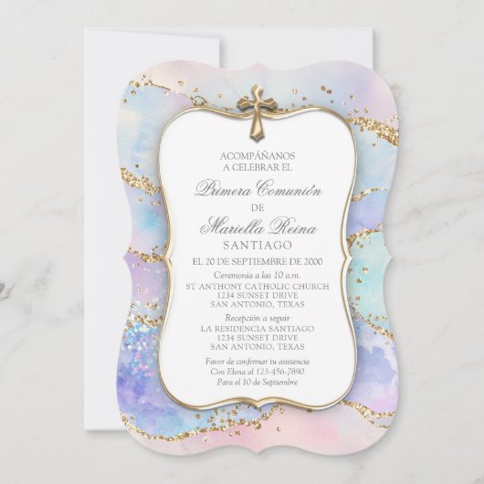 Spaanse meisjes eerste communie uitnodiging (Voorkant)