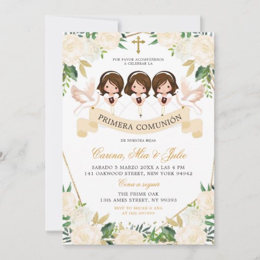 Spaanse meisjes Verwant Eerste Heilige Communie Kaart (Voorkant)