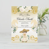 Spaanse Mexicaan 3 años Gold Charro Uitnodiging (Staand voorkant)