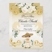 Spaanse Mexicaan 3 años Gold Charro Uitnodiging (Voorkant / Achterkant)